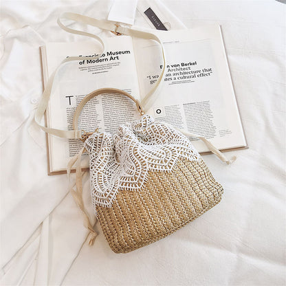 Barabum Neue Urlaubs-Beuteltasche, Feen-gewebte Strandtasche, tragbare Umhängetasche, gewebte Tasche aus Spitzengras