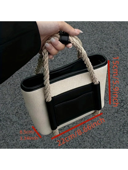 Barabum Contrasting Color Fashionable Handbag With Adjustable Shoulder Strap