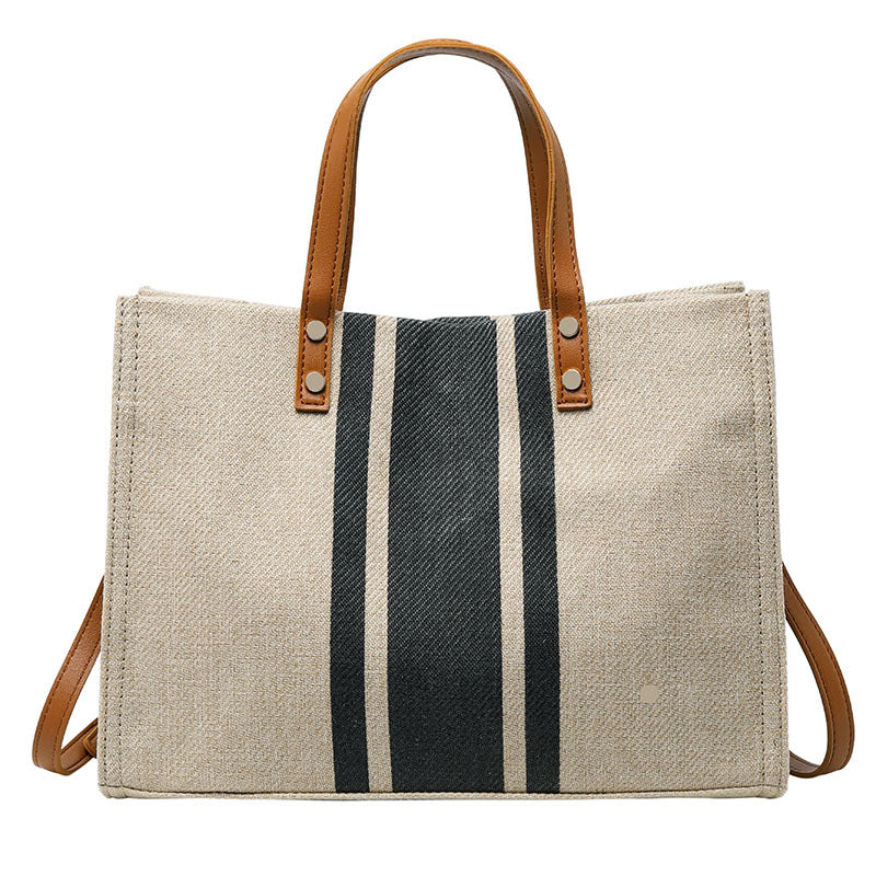 Barabum Wholesale Portable Briefcase Professional Commuter Stripe Shoulder Large Capacity Canvas Bag