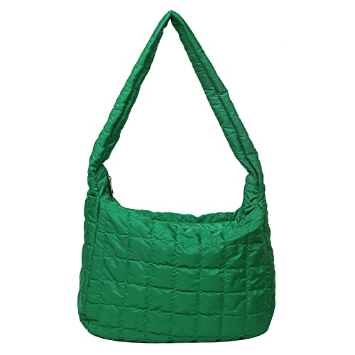 Barabum Quilted Tote Bags for Women Lightweight Quilted Padding Shoulder Bag Down Cotton Padded Large Tote Bags Lattice