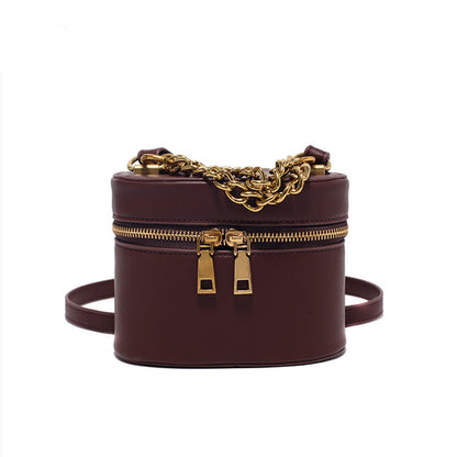 Barabum Chain Round Box Zip Shoulder Crossbody Bag