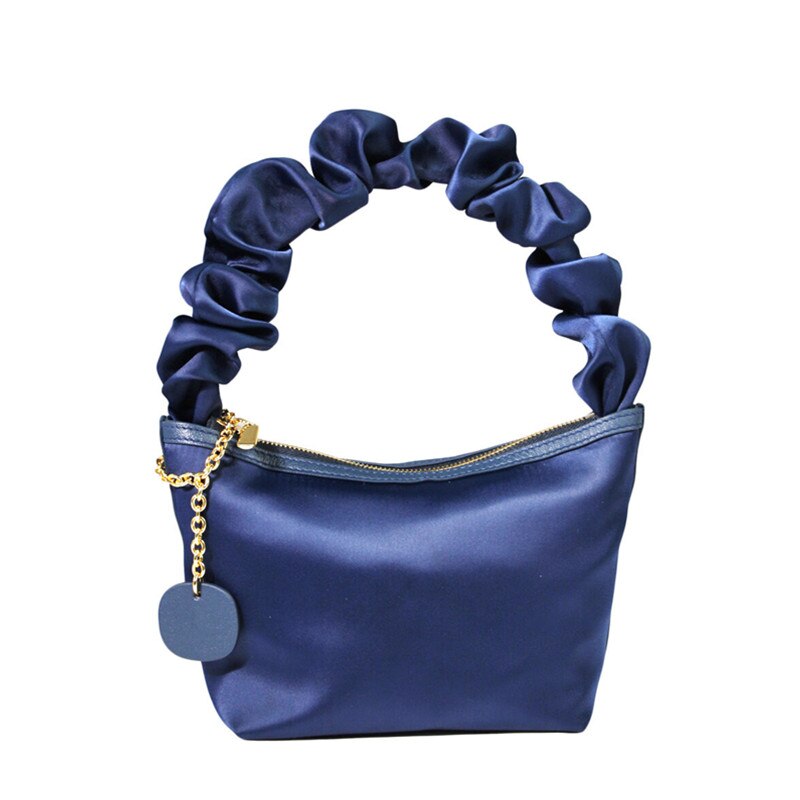 Female Pleated Handbag Silk Shoulder Bag
