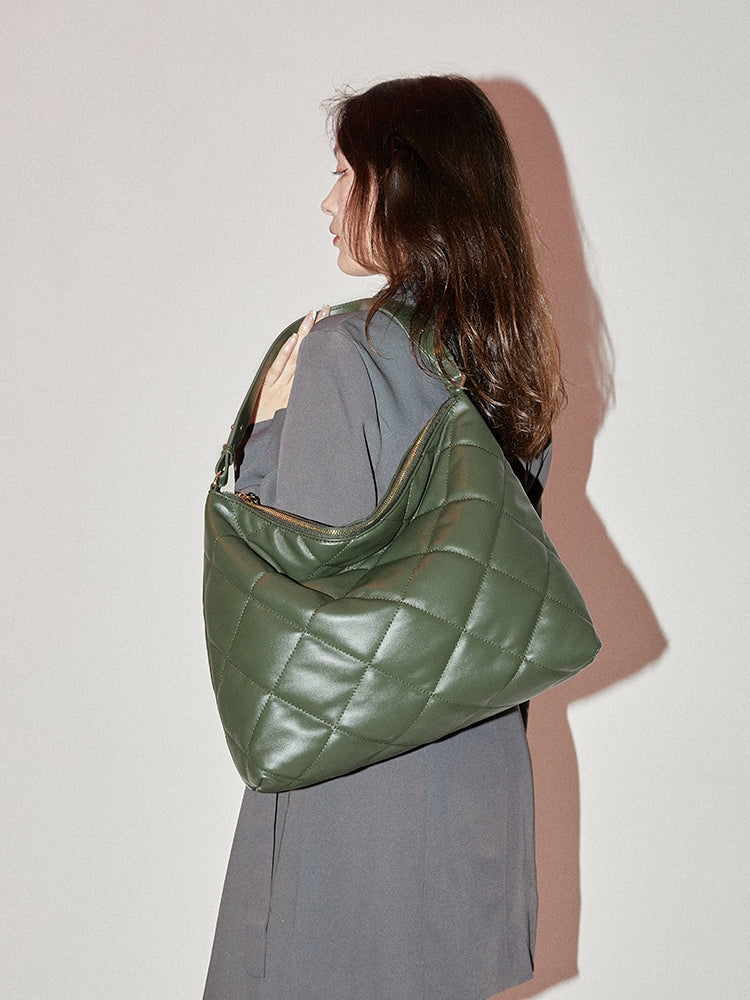 Barabum Quilted Large Capacity Versatile Tote Bag Exquisite Fashion Shoulder Crossbody Bag