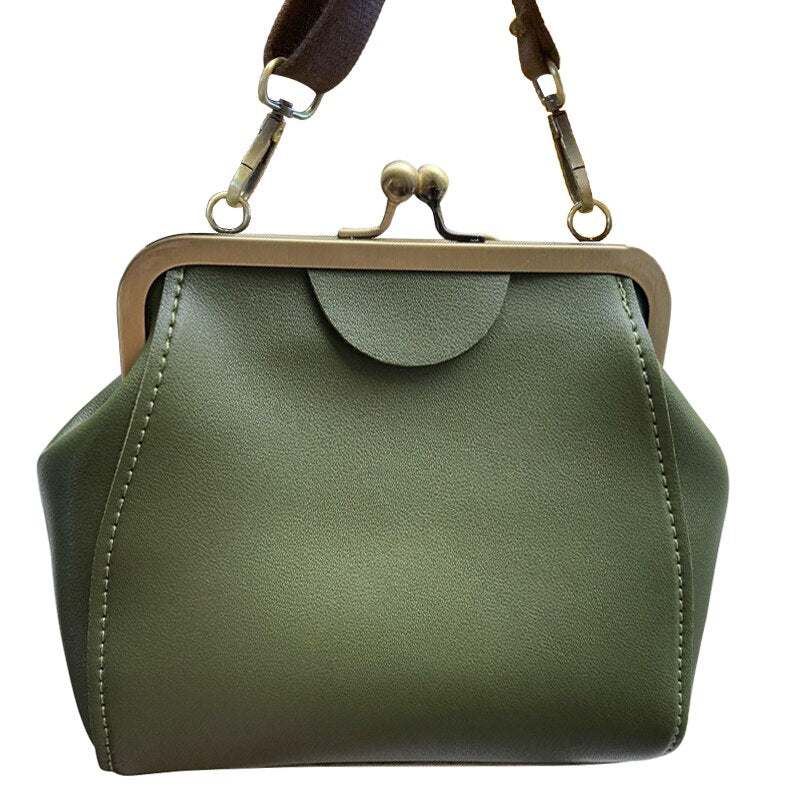 Barabum Retro Army Green Wide Strap Bags Damen Umhängetaschen Umhängetaschen Handtasche PU-Leder All-Match-Tasche 